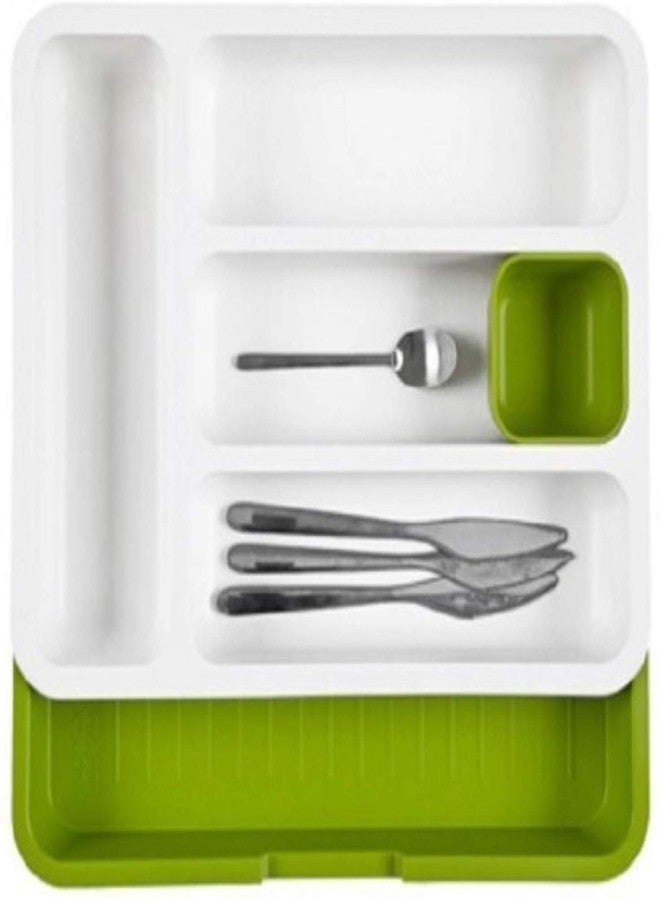 NIXTIL Expandable Cutlery Tray Drawer Storage Utility Organizer Drawer Store Cutlery Tray - Green - Image 5